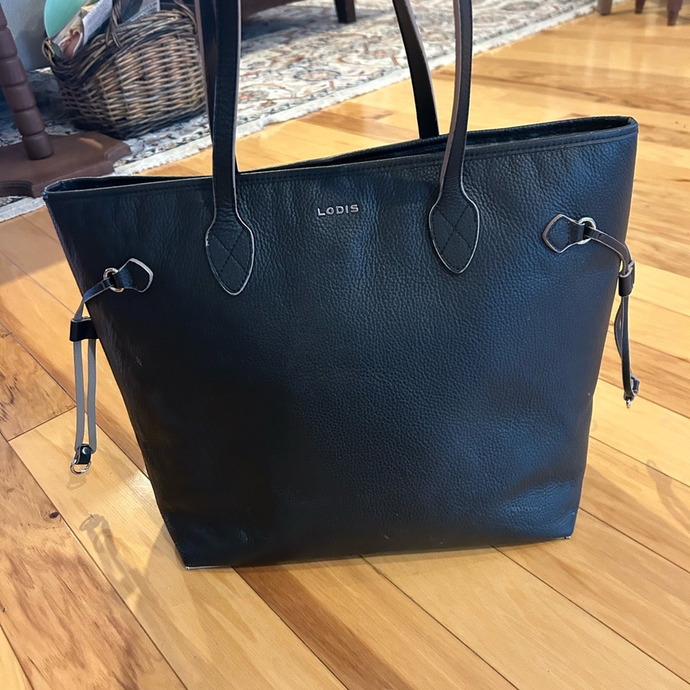 LODIS Siera Black Pebbled Leather Tote Bag Shoulder Purse Work Laptop Bag
